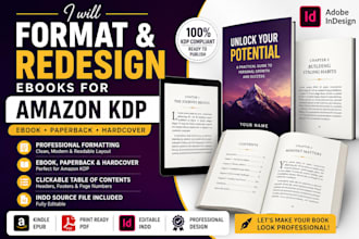 format and redesign ebooks for amazon KDP in adobe indesign