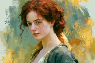 create vintage oil painting portrait illustration