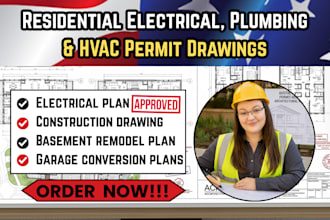 prepare electrical plumbing and hvac permit drawings for residential projects