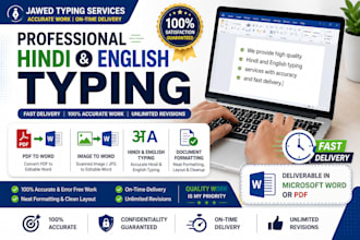 pdf to word, hindi and english typing services