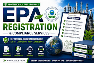 assist with epa registration number application and epa compliance documentation