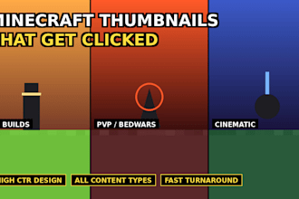 design an eye catching minecraft youtube thumbnail with high CTR