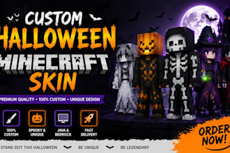 custom halloween minecraft skin, spooky character ghost zombie, witch, vampire