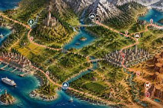 create custom trail maps, travel itinerary maps, and location illustrations