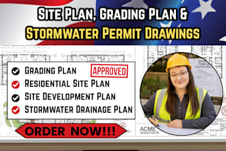 prepare site plan grading plan and stormwater drainage permit drawings