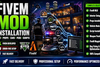 install mods in gtav props, peds, script, fivem mlo interior car fivem developer
