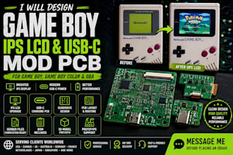 design game boy ips lcd and usb c mod pcb