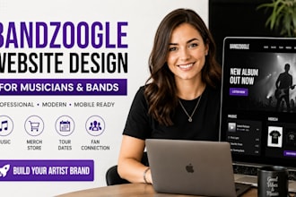 design or redesign bandzoogle website, music website and merch store
