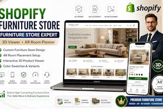 setup shopify furniture store room planner ar placement 3d viewer color swatches