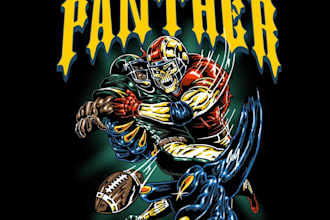 make vintage champions panther basketball logo with retro t shirt illustration