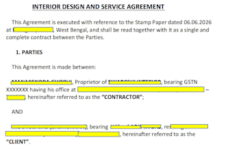 draft a professional interior design service agreement