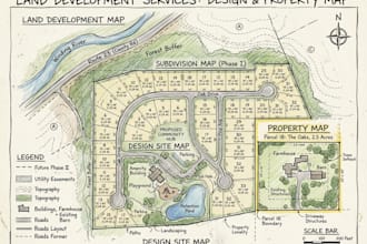 design site map, subdivision map, property map and land development map