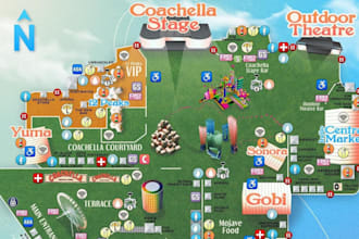 create custom event map, venue map, vector map and site plan