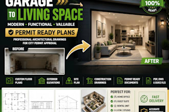 convert your garage into a modern living space with permit ready plans