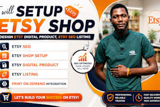setup etsy shop, design etsy digital product, etsy SEO listing