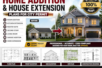 design home addition and house extension plans for city permit