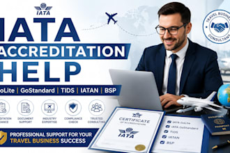 assist with iata golite, gostandard, tids, iatan accreditation, carf, bsp setup