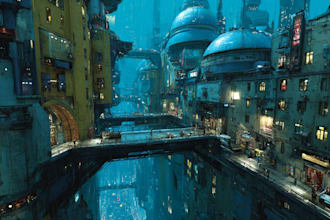 design futuristic science fiction city, cyberpunk city