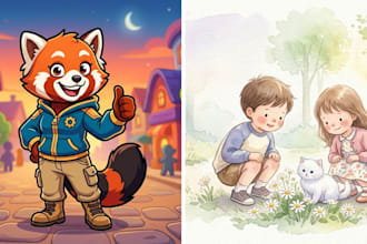 illustrate children book, picture book, book cover art, picture book design