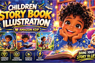 illustrate children story book and children book illustration for amazon KDP