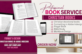 design christian devotional books, prayer bible study workbook in adobe indesign