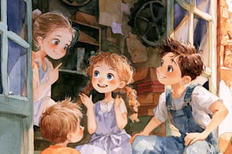 watercolor children book illustrations and children book