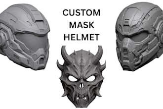 design a custom 3d printable cosplay helmet or mask stl for 3d printing