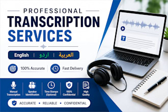 do english, urdu and arabic audio to text transcription