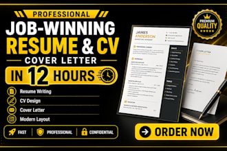 create a job winning resume, CV, and cover letter in 12 hours