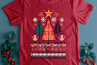 draw custom christmas t shirt designs and holiday vector art