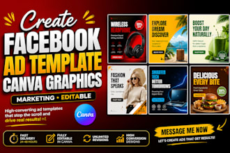 create facebook ad template, canva graphics, marketing, editable