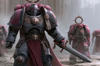 illustrate a warhammer 40k character art
