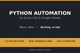 build a python automation script for excel, csv or sheets