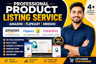 create SEO optimized amazon flipkart and meesho product listings