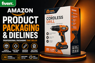 design amazon product packaging, product box, and die line