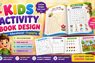 create a custom kids activity book coloring pages and puzzle book KDP