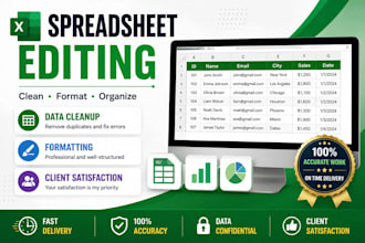 do excel data cleaning, formatting and spreadsheet editing