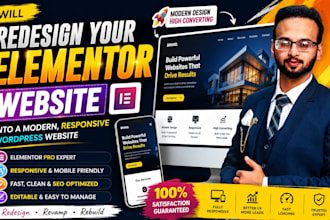 redesign your elementor website into a modern responsive wordpress site