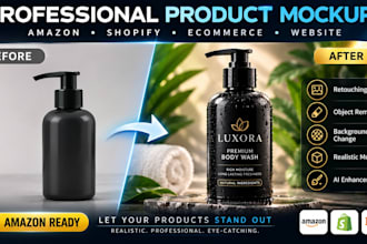 create realistic product mockups for amazon shopify and ecommerce