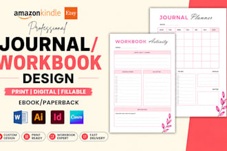design, format digital journal, fillable workbook, printable planner, amazon kdp