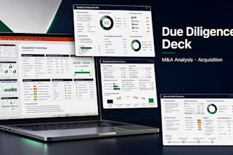 design due diligence presentation, m and a analysis and acquisition deck