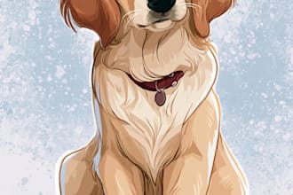 create disney pet portrait illustration