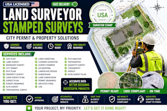 provide USA licensed land surveyor stamped survey for city permit and property