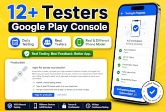 provide 12 testers for google play closed testing for 14 days 12 app tester