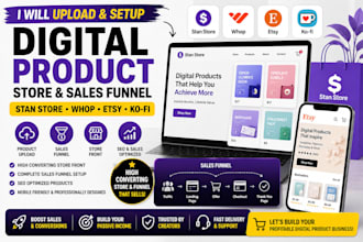 upload digital product stan store sales funnel stan store front whop etsy kofi