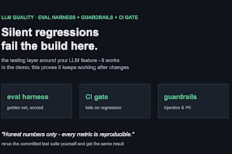 test your llm app with an eval harness, guardrails and a ci quality gate