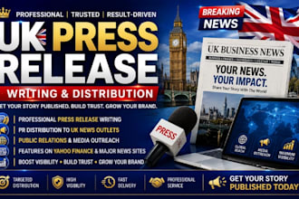 write UK US press release, distribute your press release, submit press release
