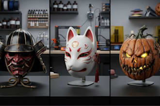 3d print and paint halloween mask, cosplay mask, cosplay helmet, and oni mask