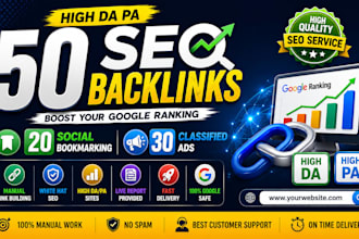 create 50 manual SEO backlinks