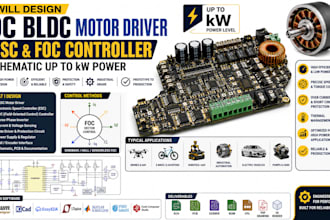 design dc bldc motor driver esc and foc controller schematic up to kw power